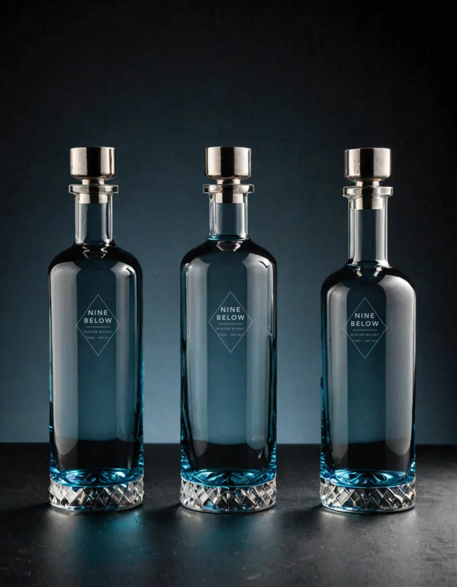 Three Nine Below Winter Wheat bottles with the tee and cap